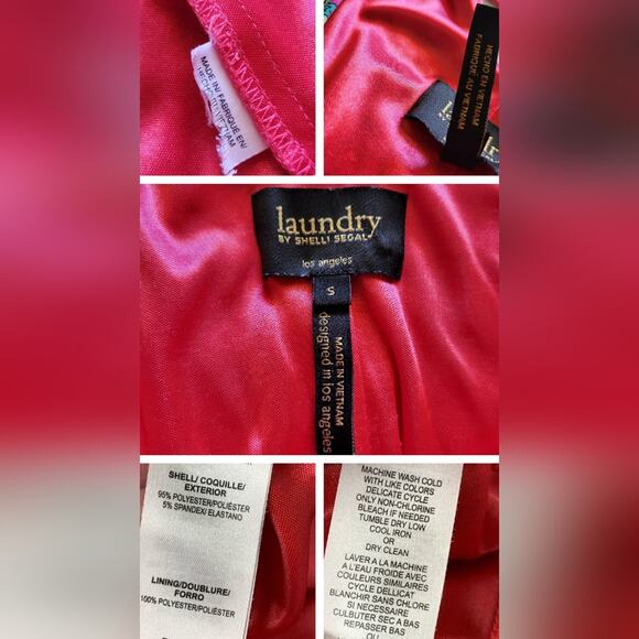 LAUNDRY by SHELLI SEGAL Multi-Color Vibrant Pattern Floral Pull On Dress *sz S* - Picture 9 of 16